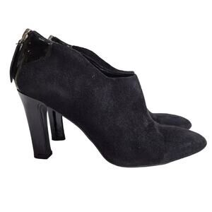 Franco Sarto Vella Black Suede Heeled Booties Size 6.5 M